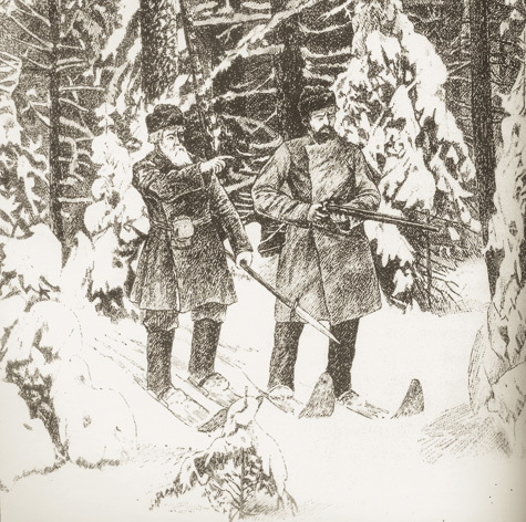 Изображение А.С. Хренов. На берлогу (1903 г.).