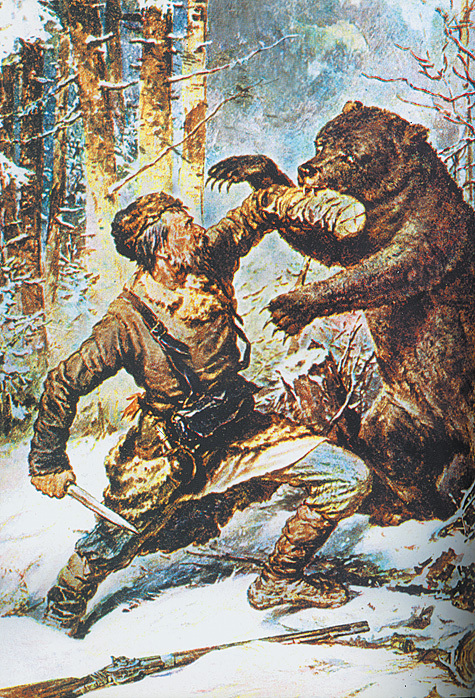 Изображение П.А. Соколов. На медведя (1876 г.). Из собрания ГРМ.