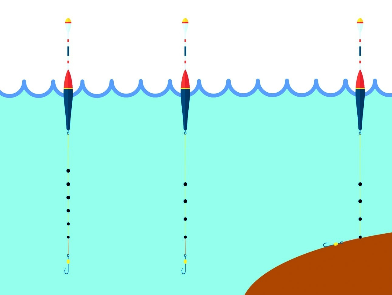 Изображение Отличие в устройстве летней и осенней оснасток. Выставление глубины при ловле плотвы на хлеб. Фото: Линника Николая. 