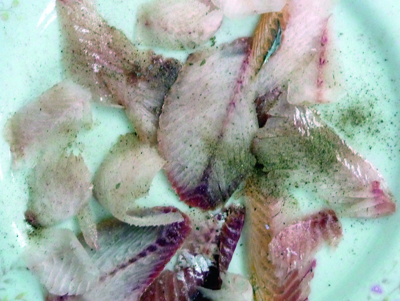 Изображение Это вкуснейшее блюдо северных народов, которое готовят из сиговых и лососевых рыб. Главное правило – рыба должна быть заморожена сразу же после того, как ее поймали. В строганине много рыбьего жира, который восполняет недостаток в растительных жирах у жителей Севера. Фото: Смирнова Александра. 