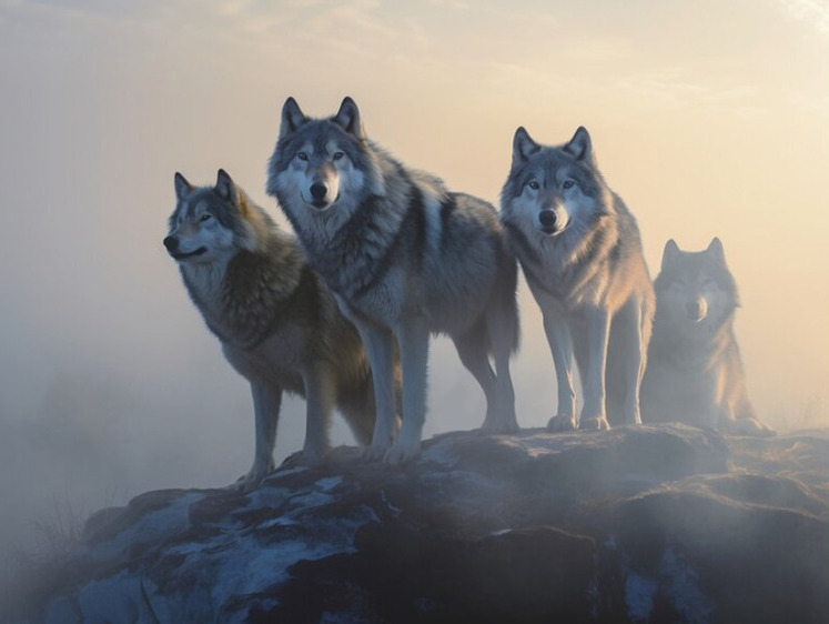 Изображение В Карелии 12 человек выслеживали три дня стаю волков