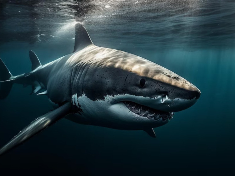 Изображение Оттаскивали за уши акулу, которая забравшись в лодку поедала рыбу