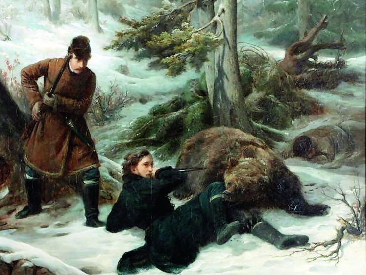 Изображение С диким ревом медведь несся назад в оклад. Охотничьи истории XIX века