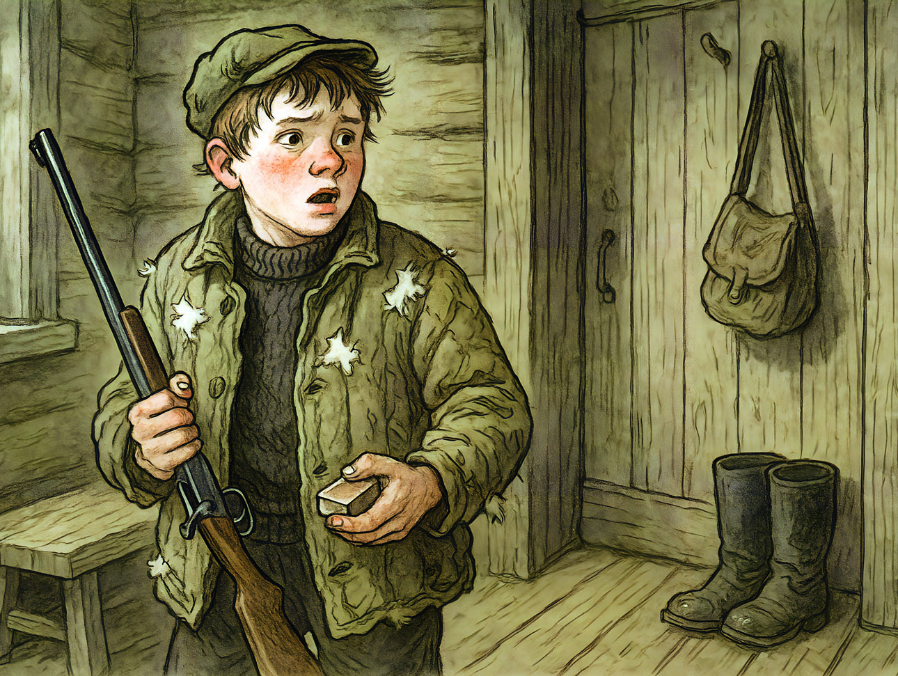 Изображение На охоте может случиться всякое, и уж спички у каждого охотника должны быть всегда. ИЛЛЮСТРАЦИЯ АНТОНА ЖУРАВКОВА 