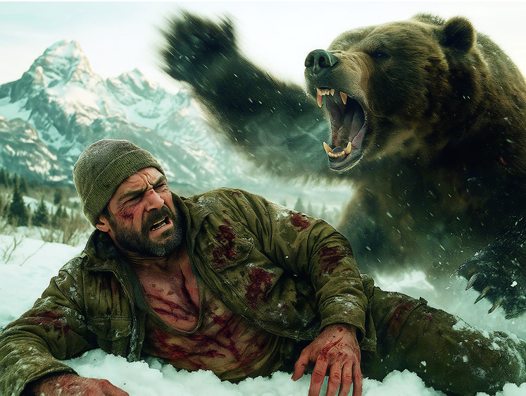 В пасти гризли. «Он выгреб меня лапой и схватил челюстями за шею»