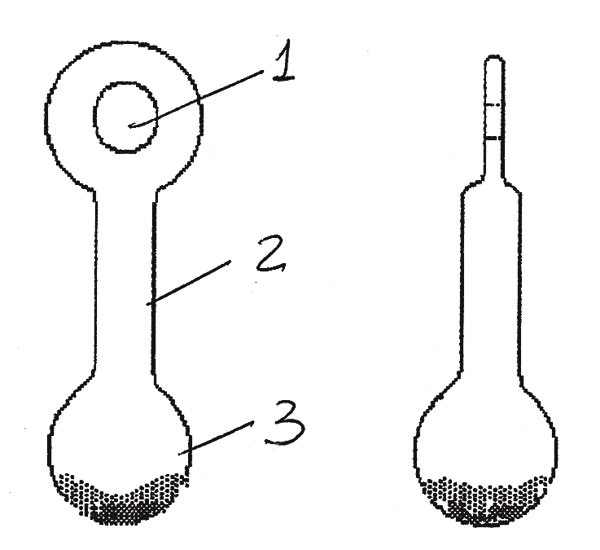 Изображение Рис. 9. «Качалка».
1 – отверстие, 
2 – тело, 
3 – головка.
 