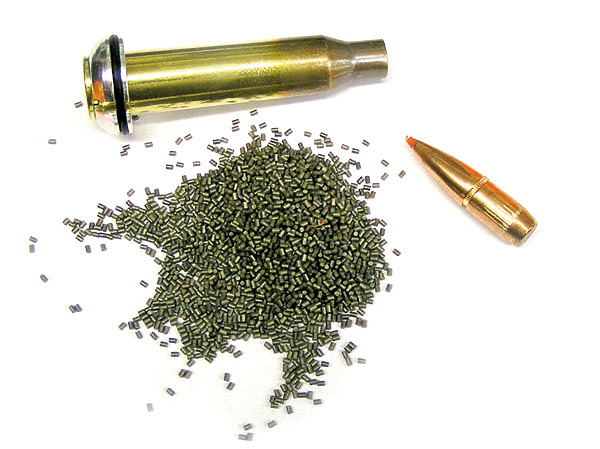 Изображение Патрон, разобранный с помощью кинетического молотка. Фото автора. 