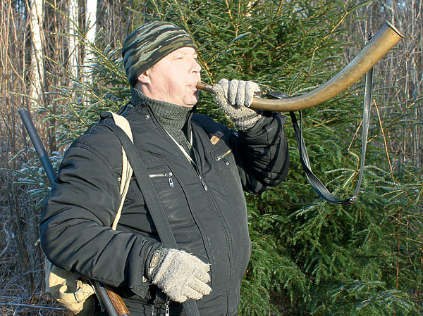 Изображение Сигналом охотничьего рога хозяин призывает к себе гончую. ФОТО: ДМИТРИЙ ВАСИЛЬЕВ
