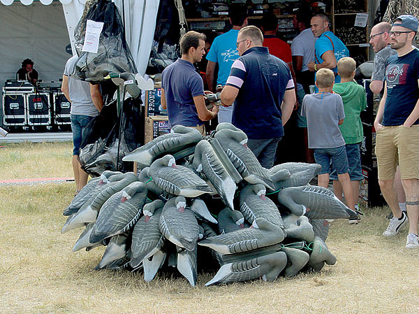 Изображение Гусиные чучела, наваленные горой, лежали на траве перед палатками. Фото автора.