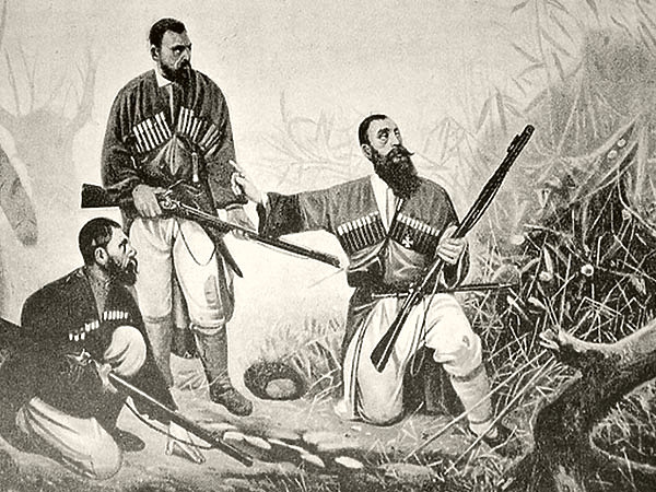 Изображение Пластуны с дульнозарядными ружьями. Система Грина могла заменить это устаревшее оружие. Фото автора.