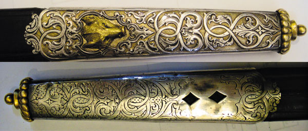 Изображение Наконечник ножен украшен и с тыльной стороны. Подарок короля должен выглядеть превосходно даже в местах, недоступных для взгляда.